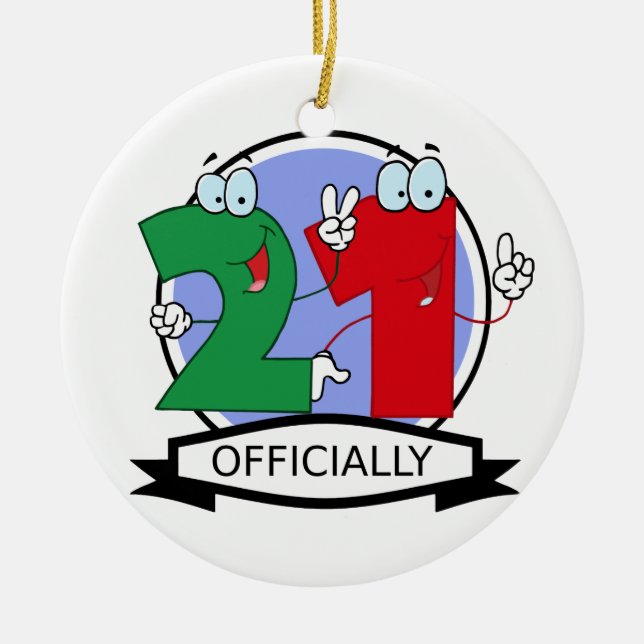 Adorno De Cerámica Oficialmente bandera de 21 cumpleaños (Frente)