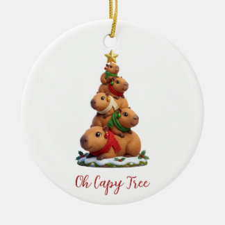 Adorno De Cerámica Oh Capy Árbol Capibara Árbol de Navidad Pila