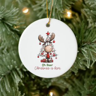 Adorno De Cerámica Oh Ciervo La Navidad Ha Llegado Cute Reno De Navid