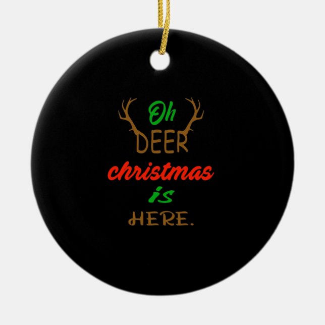 Adorno De Cerámica Oh Deer Christmas Celebration Holiday Design (Frente)