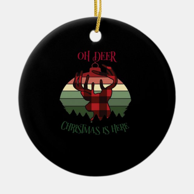 Adorno De Cerámica Oh Deer Christmas Is Here Joyful Aesthetic (Frente)