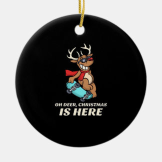 Adorno De Cerámica Oh Deer Christmas Is Here Skateboarding Deer Graph