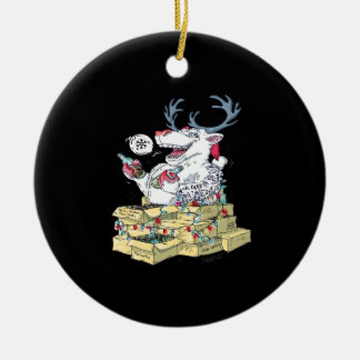Adorno De Cerámica Oh Deer Drunk Reindeer Celebrating ChristmOrnament