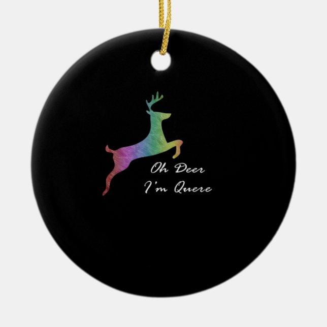 Adorno De Cerámica Oh Deer Queer Funny Pun LGBT Pride CelebraOrnament (Frente)