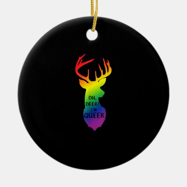 Adorno De Cerámica Oh Deer Queer Pride Celebration Funny LGBT Gift (Frente)
