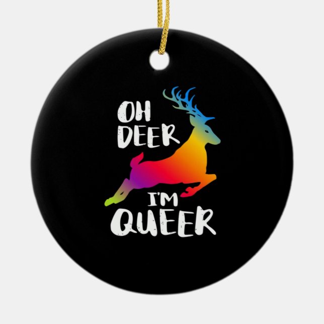 Adorno De Cerámica Oh Deer Queer Pride Minimal Artistic StyleOrnament (Frente)