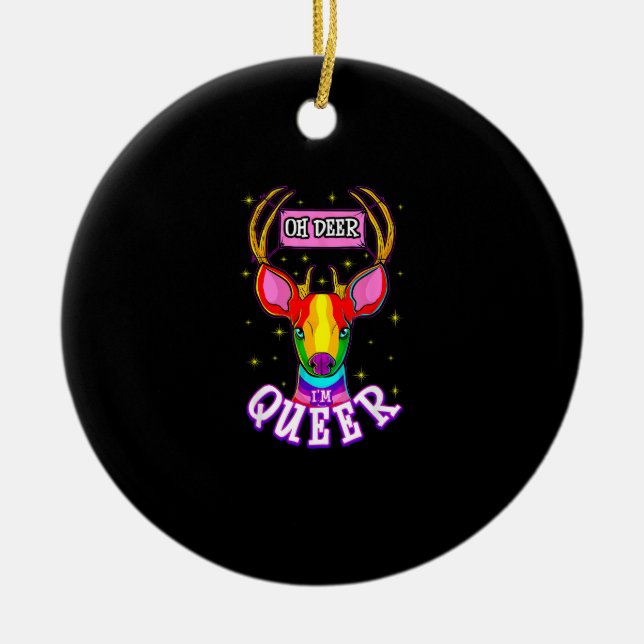 Adorno De Cerámica Oh Deer Queer Pride Month Celebration Gift (Frente)