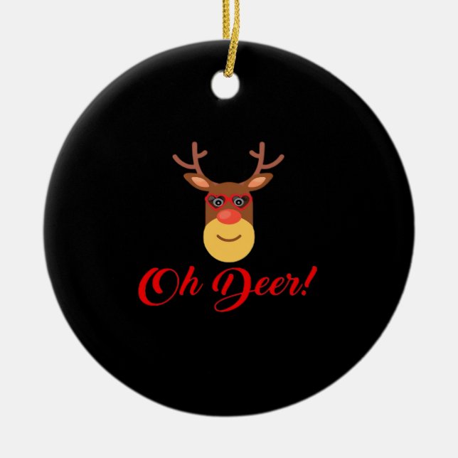 Adorno De Cerámica Oh Deer Retro Classic  Ornament (Frente)