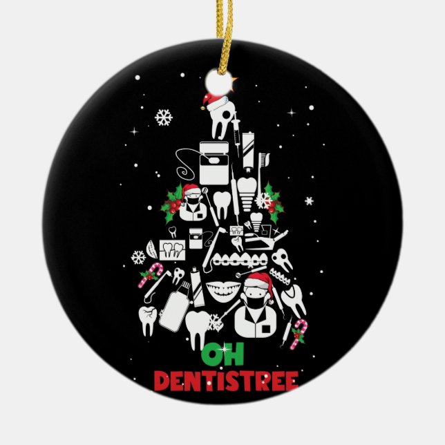Adorno De Cerámica Oh Dentistree Dentist Dental Teeth Árbol de Navida (Frente)