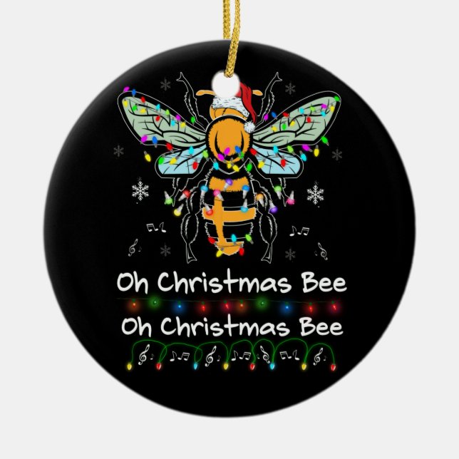 Adorno De Cerámica Oh Navidades Bee Bee Santa Hat Bee Navidades liger (Frente)