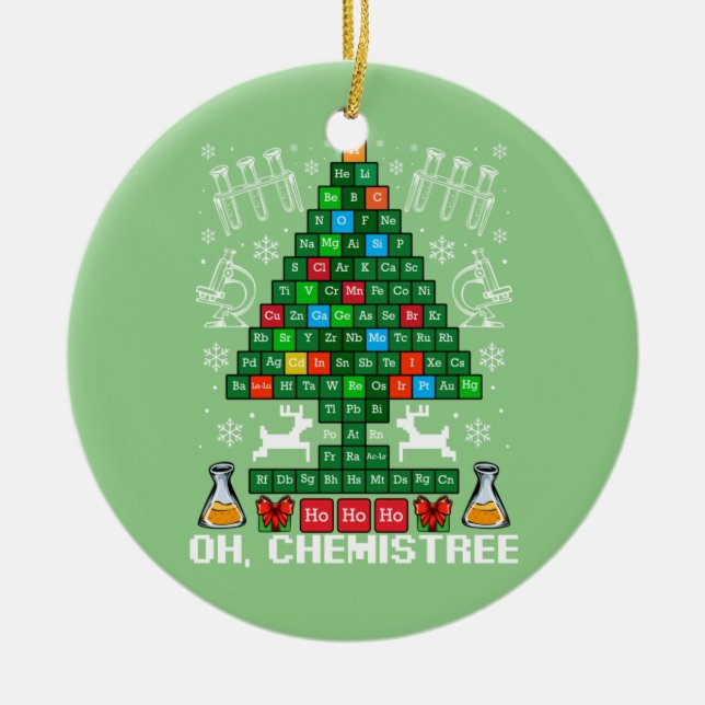 Adorno De Cerámica Oh Navidades Químicos Periódico de Ciencia Química (Frente)