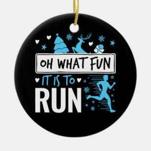 Adorno De Cerámica Oh Qué Diversión Es Correr Navidades Corriendo