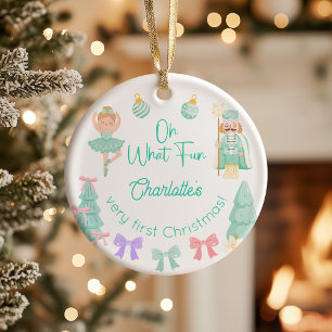 Adorno De Cerámica Oh Qué Diversión Mint Cascanueces Primer Navidad