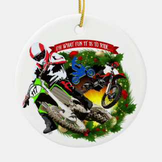 Adorno De Cerámica Oh, qué Navidades divertidos de Motocross