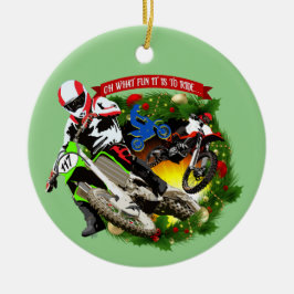 Adorno De Cerámica Oh, qué Navidades divertidos de Motocross