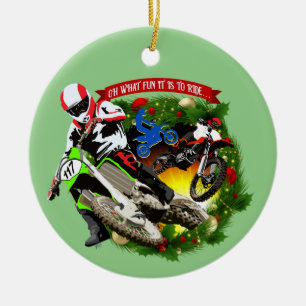 Adorno De Cerámica Oh, qué Navidades divertidos de Motocross