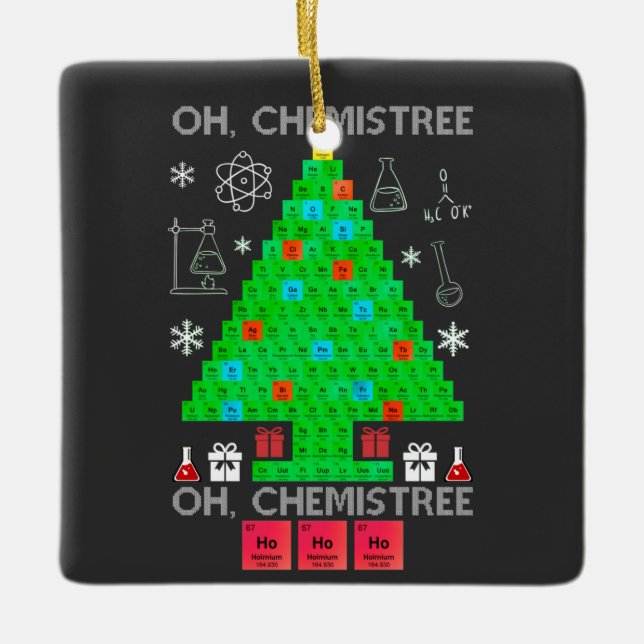 Adorno De Cerámica Oh Químist Chemist Tree Funny Science Navidades (Anverso)