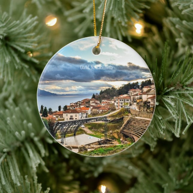 Adorno De Cerámica Ohrid, paisaje urbano de Macedonia (Árbol)