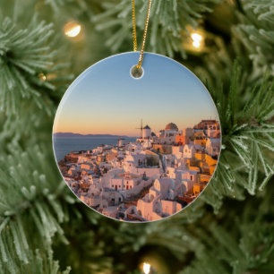 Adorno De Cerámica Oia, Santorini Grecia, Sunset