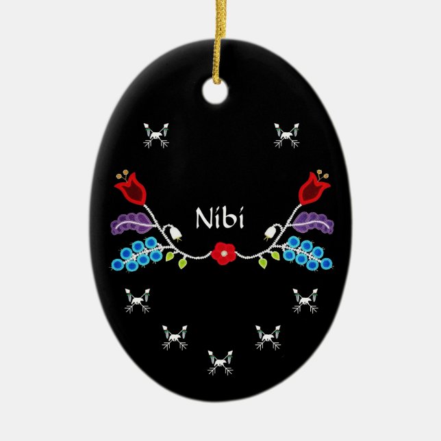 Adorno De Cerámica Ojibwe personalizado Floral Bears (Frente)