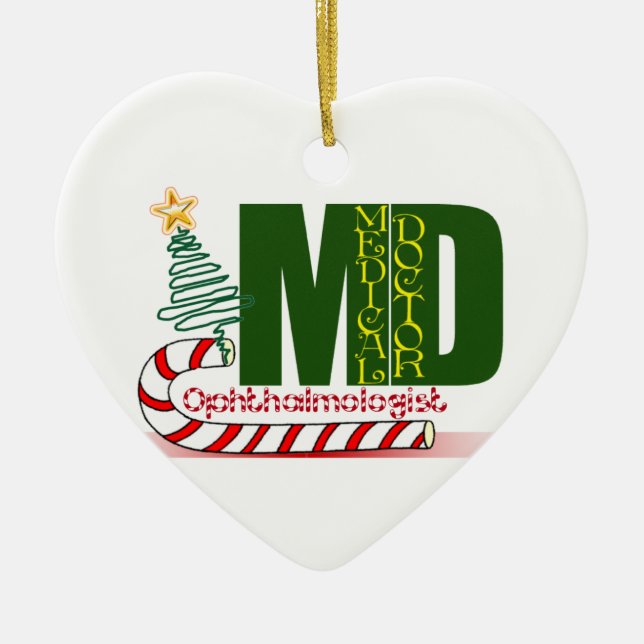 Adorno De Cerámica Ojo OPTHAMOLOGISTA MERRY CHRISTMAS MD MÉDICA (Frente)