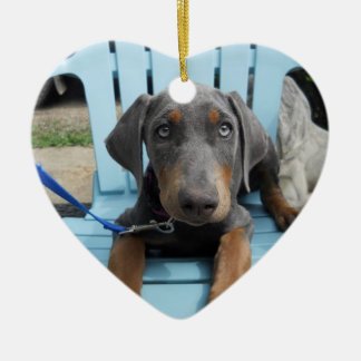 Adorno De Cerámica Ojos azules del Doberman