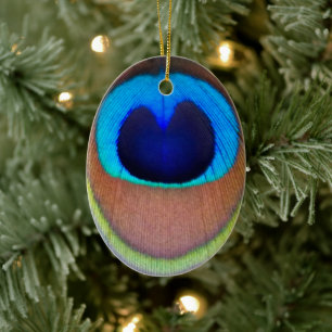 Adorno De Cerámica Ojos de plumas de pavo real coloridos para las fie