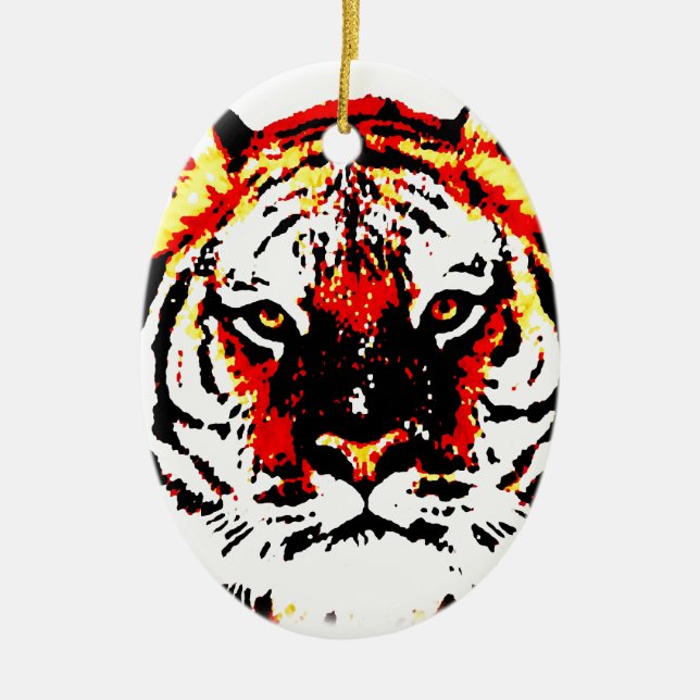 Adorno De Cerámica Ojos de tigre salvajes (Frente)