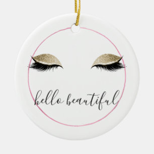 Adorno De Cerámica Ojos glitzy rosados dorados