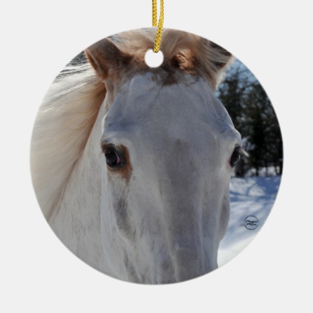 Adorno De Cerámica Ojos melados rojos del caballo (Frente)