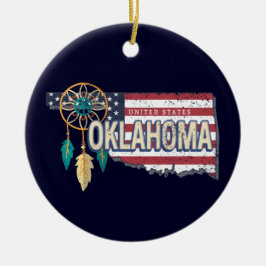 Adorno De Cerámica Oklahoma United States Retro Map Vintage USA