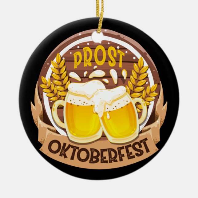 Adorno De Cerámica Oktoberfest Chequea Fiesta de cerveza alemana (Frente)