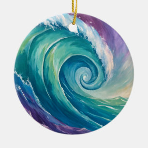 Adorno De Cerámica Ola en espiral del océano abstracto