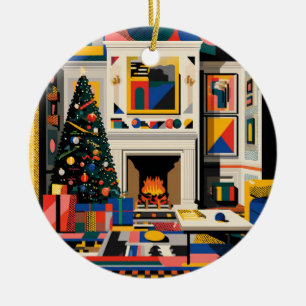 Adorno De Cerámica Ola Nueva Arte Pop Navidad 1980s