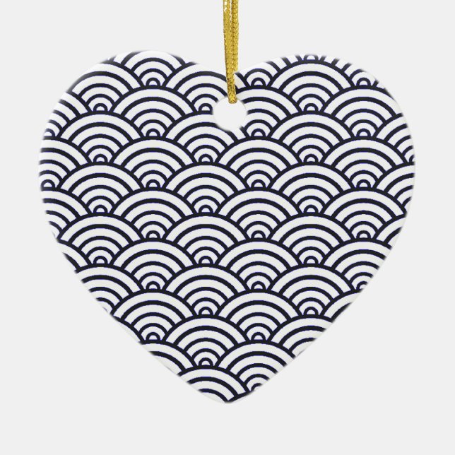 Adorno De Cerámica Olas azules japonesas Mar de Seigaiha (Frente)