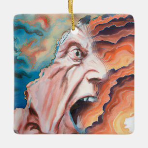 Adorno De Cerámica Olas de Pánico Pintura al Óleo