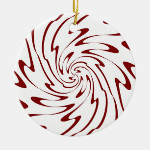 Adorno De Cerámica Olas retro rojas y blancas abstractas arte