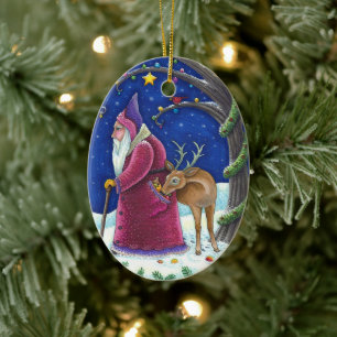 ADORNO DE CERÁMICA OLDE MUNDO BELSNICKLE Y RENOS HAMBRIENTOS, NAVIDAD