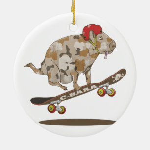 Adorno De Cerámica Ólite de skateboard de Capybara