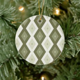 Adorno De Cerámica Olive green diamond pattern