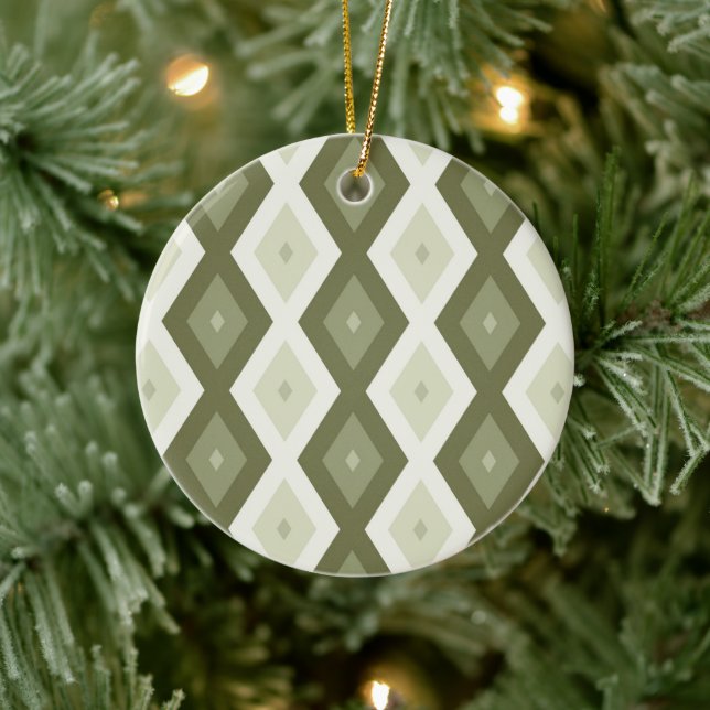 Adorno De Cerámica Olive green diamond pattern (Árbol)