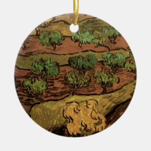 Adorno De Cerámica Olivos de Van Gogh contra la ladera de una colina