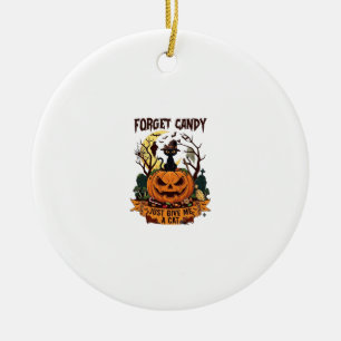 Adorno De Cerámica Olvidar Caramelo Solo Dame Gato Halloween Calabaza