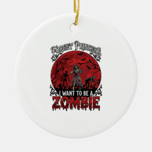 Adorno De Cerámica Olvidar Princesa Zombie Luna de Sangre Murciélagos
