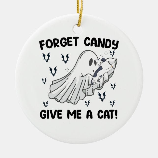 Adorno De Cerámica Olvídate De Candy Dame Un Gato De Halloween (Frente)