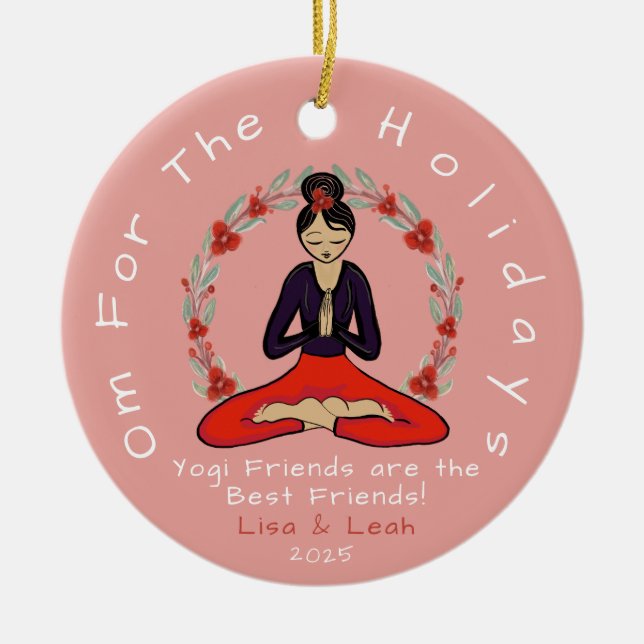 Adorno De Cerámica 'Om For The Holidays' Yogi Best Friend Ornament (Frente)