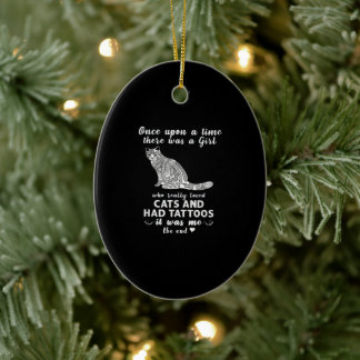 Adorno De Cerámica Once Upon a Time There Was a Girl Loved Cats And T