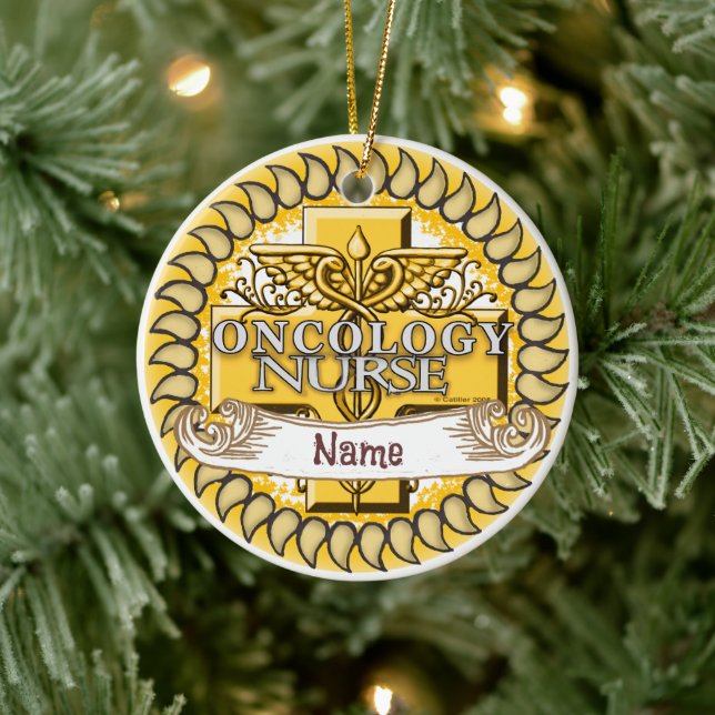 Adorno De Cerámica Oncología Nurse Caduceus (Árbol)