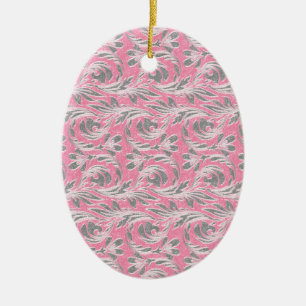 Adorno De Cerámica Ondas metálicas, Lt Rosa-Blanco