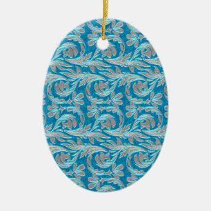 Adorno De Cerámica Ondas metálicas, ORNAMENTE DE OVO Azul-Blanco Lt